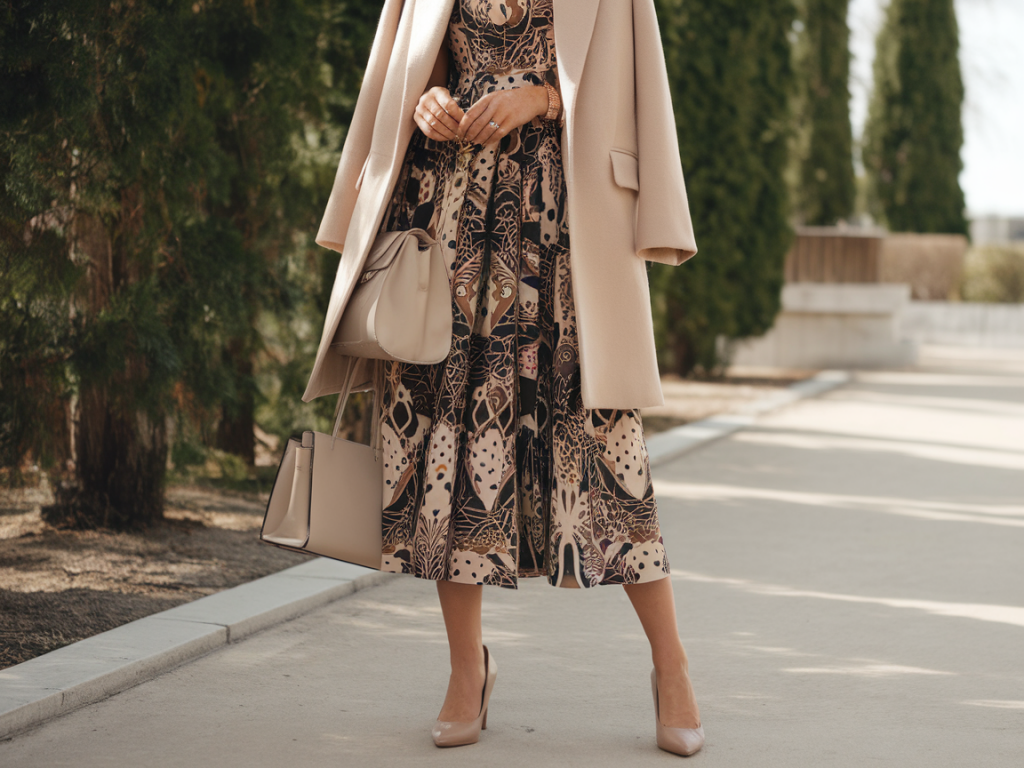 Cómo combinar vestidos estampados con accesorios neutros para eventos familiares